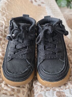 Kids Black High-Top Canvas Sneakers with Gum Sole